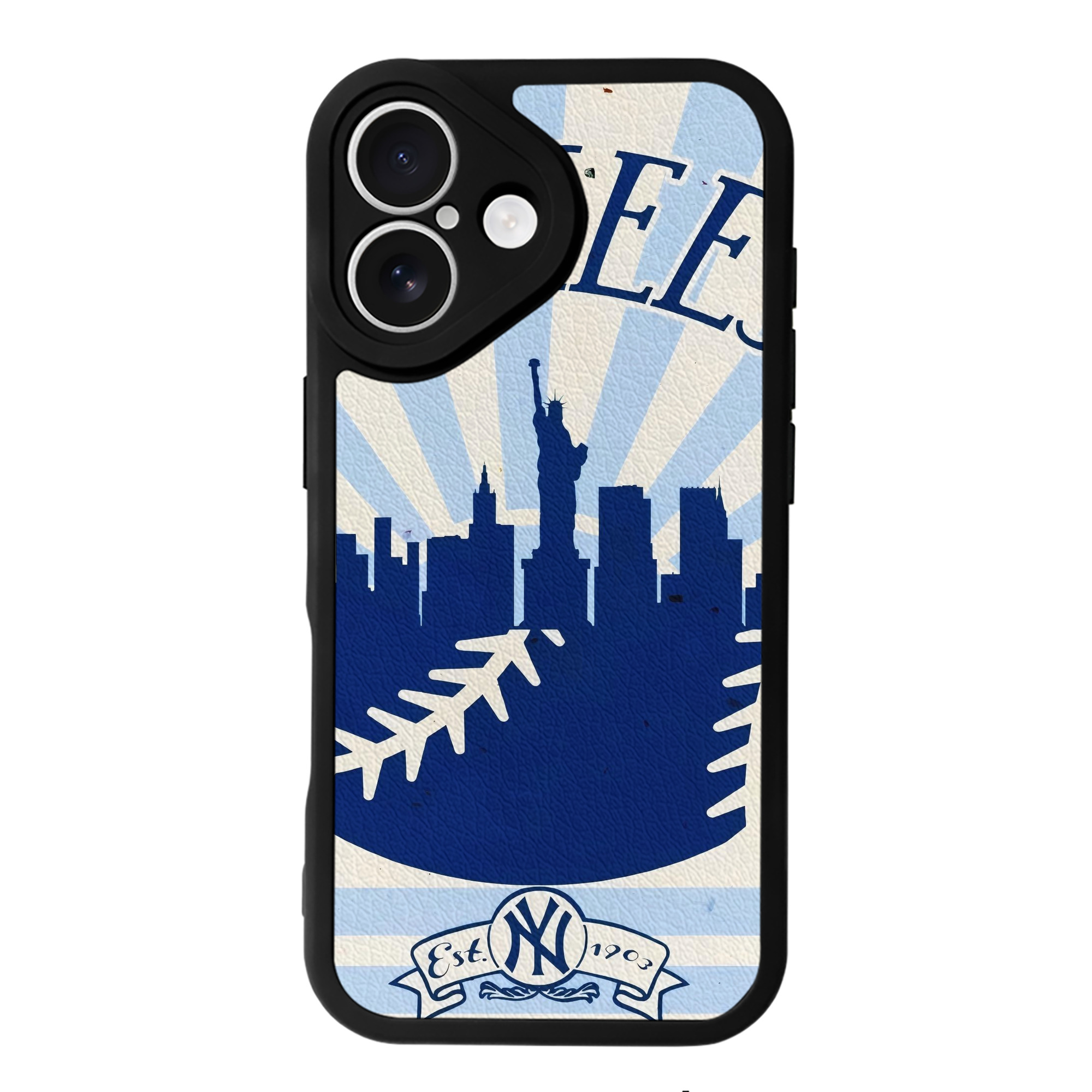 New York Yankees 143 IPhone 16 Silicone Leather Case – UV Print, Lambskin Texture – Perfect Fit, Wireless Charging Compatible, Scratch Resistant, Precise Cutouts – Stylish Protection For IPhone 16